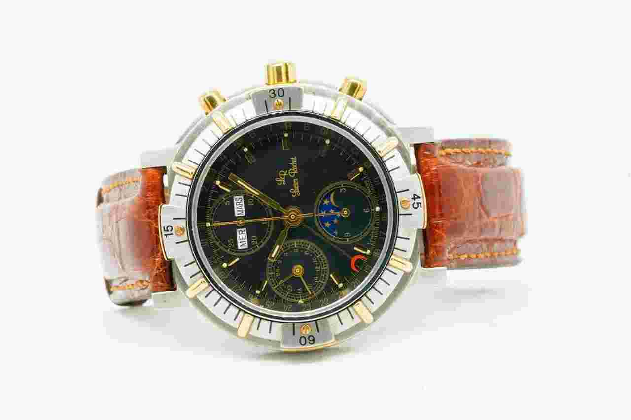Lucien Rochat Chronograph GMT 21.100.052 Triple Date Moonphase 42mm Black Dial 1990 CVD