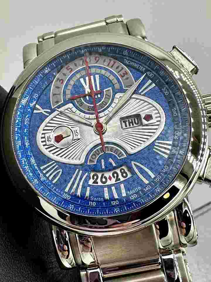 Tourneau GOTHAM AVANTGARDE CHRONOGRAPH Blue Dial Swiss Made 45mm Serviced 2023