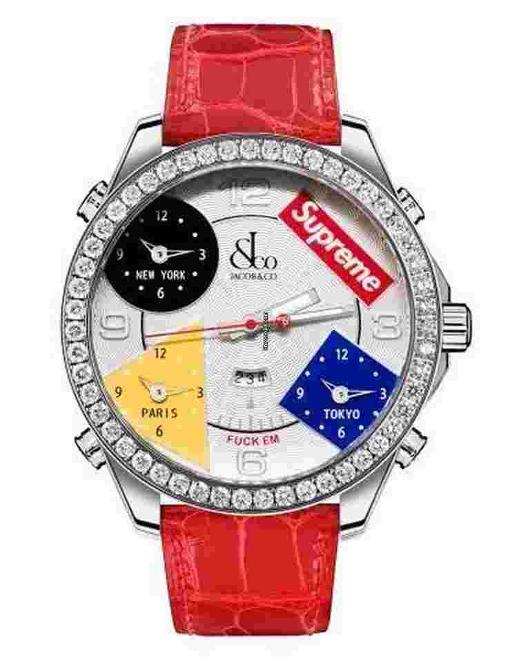 Jacob & Co.
. Supreme 4 Time Zone Quartz 47mm Stainless Steel Men's Watch FZ100.10