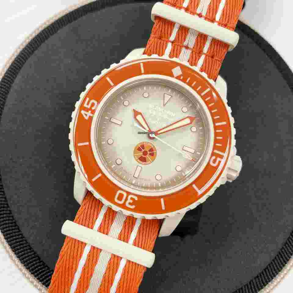 Swatch Scuba Fifty Fathoms
                           
                                 NEW Blancpain X Swatch Scuba Fifty Fathoms Arctic Ocean Orange SO35N100