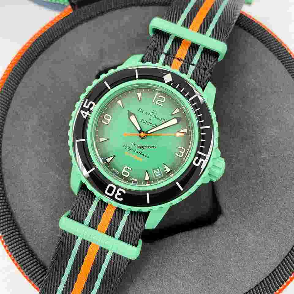 Swatch Scuba Fifty Fathoms
                           
                                 NEW Blancpain X Swatch Scuba Fifty Fathoms Indian Ocean Green SO35I100