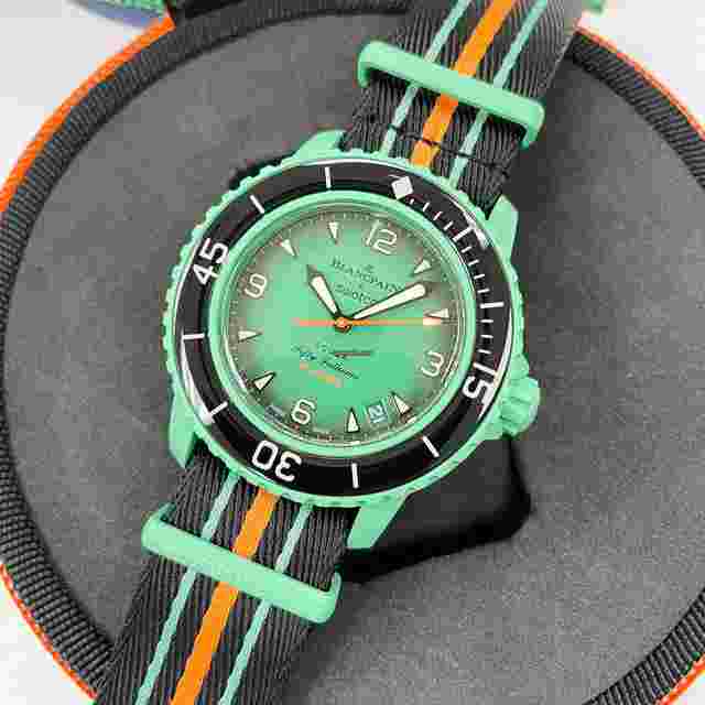 Swatch Scuba Fifty Fathoms
                           
                                 NEW Blancpain X Swatch Scuba Fifty Fathoms Indian Ocean Green SO35I100
