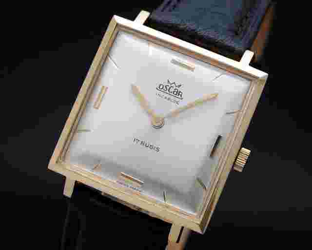Oscar New Old Stock 60's square dress mechanical vintage gold plated NOS SERVICED WARRANTY 
