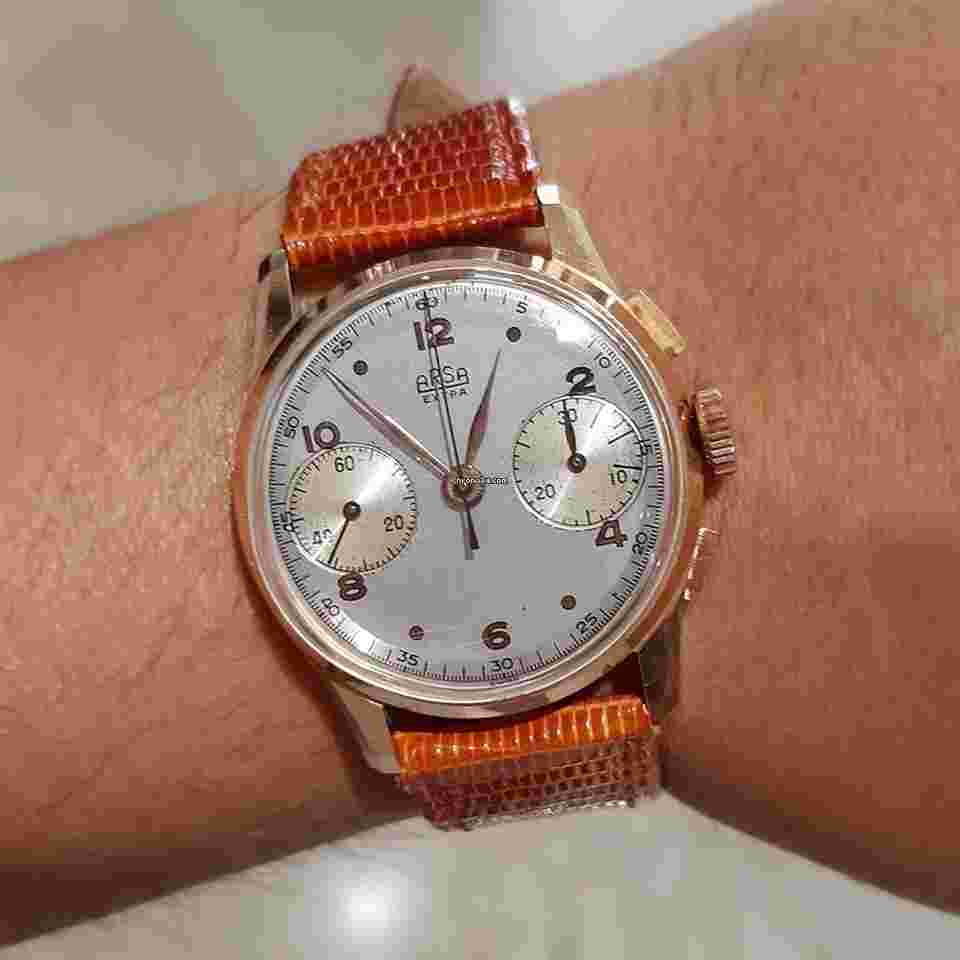 Auguste Reymond
                           
                                 Vintage Classic Chrono Silver Unisex 32mm Gold 18kt Leather Strap 21577-23517