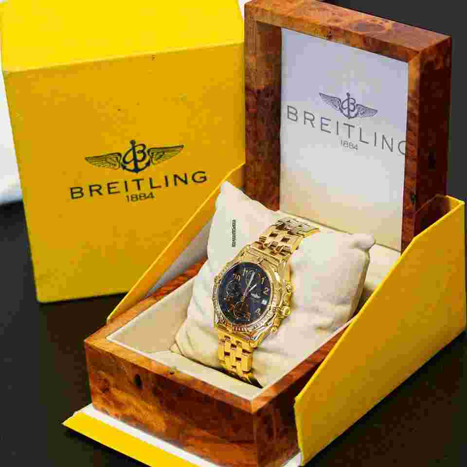 Breitling Chronomat
1884 Black Dial In 18K Gold With Box/Papers