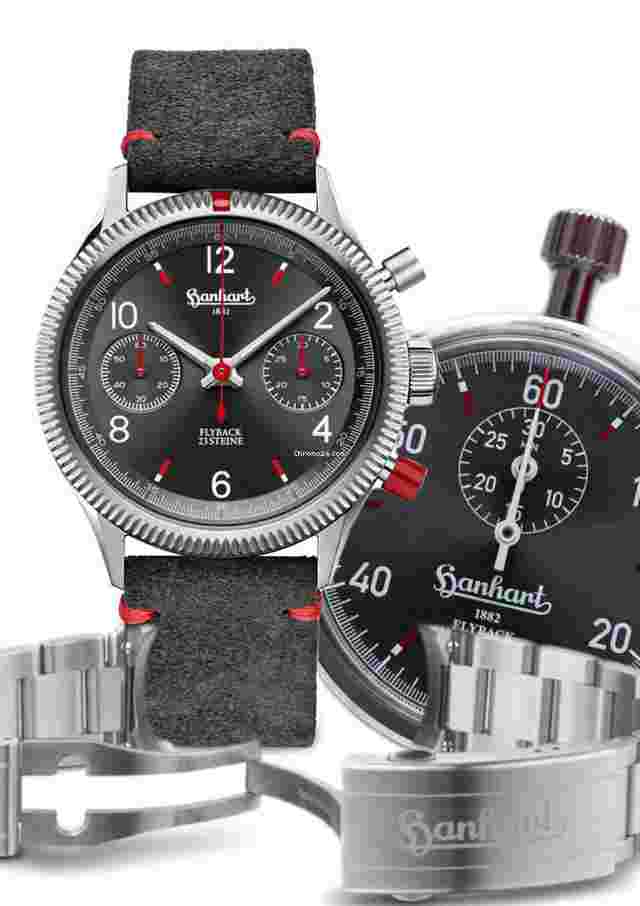 Hanhart
                           
                                 Red X Grey Limited Edition - Leather Strap L + Steel Bracelet - OFFICIAL DEALER