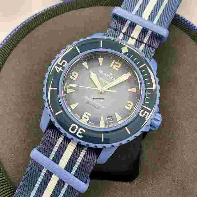 Swatch Scuba Fifty Fathoms
                           
                                 NEW Blancpain X Swatch Scuba Fifty Fathoms Atlantic Ocean Blue SO35A100
