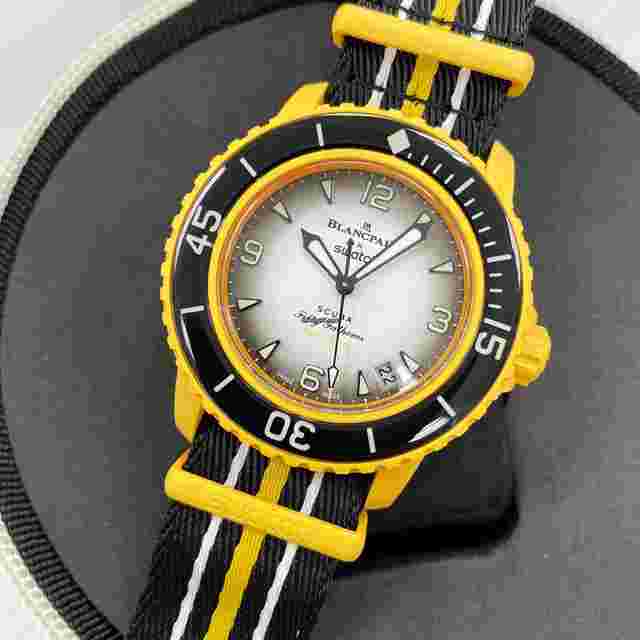 Swatch Scuba Fifty Fathoms
                           
                                 NEW Blancpain X Swatch Scuba Fifty Fathoms Pacific Ocean Yellow SO35P100