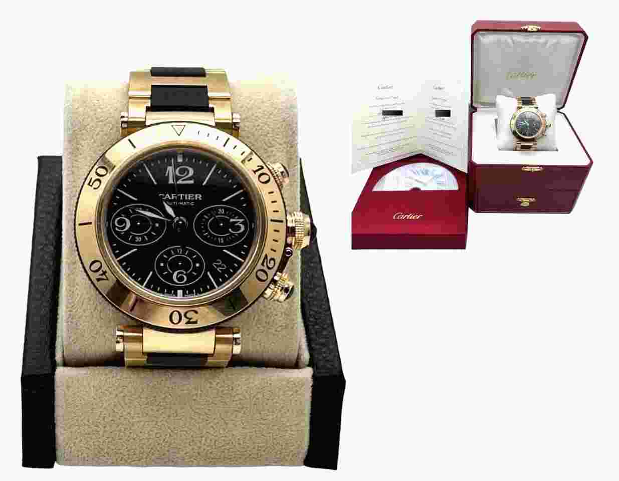 Cartier Pasha Seatimer
W301980m 3066 Chronograph 18k Rose Gold Ceramic Box Paper