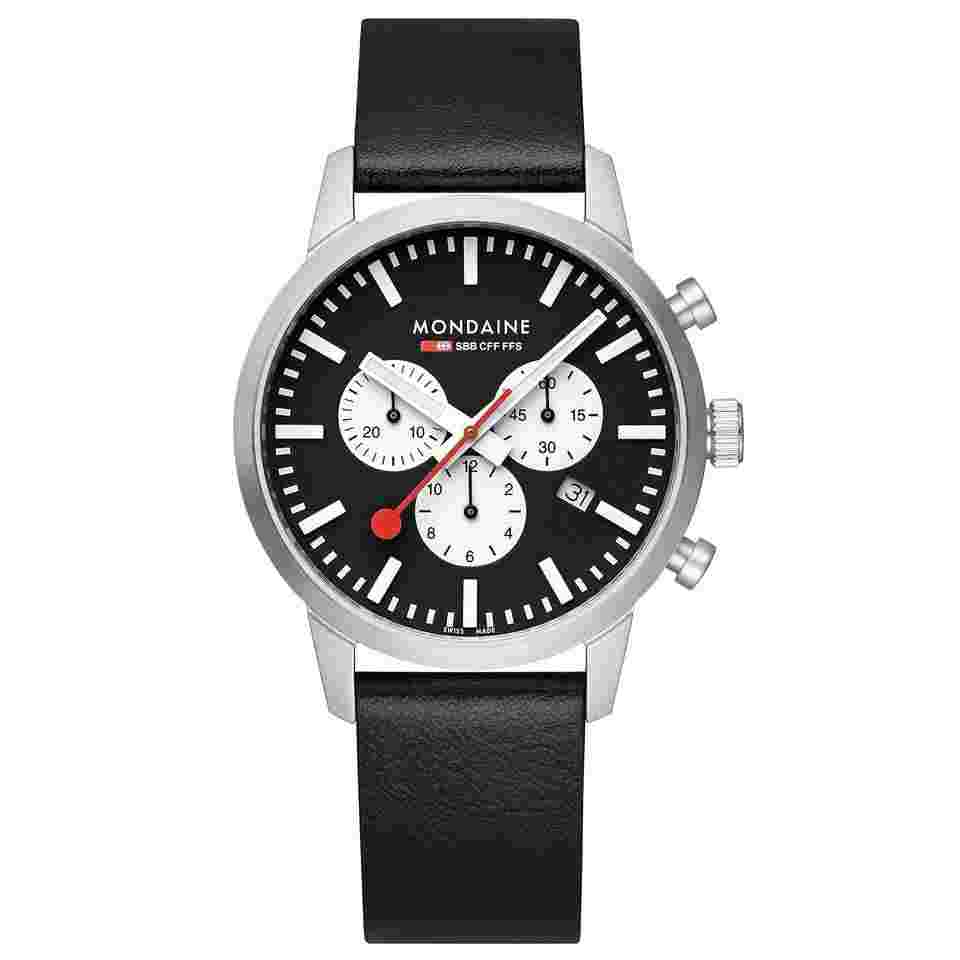 Mondaine MSD.41420.LBV Herrenuhr Chronograph Schwarz 41 mm