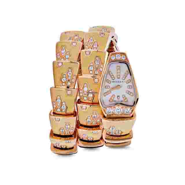 Bulgari Serpenti
                           
                                 Two-Coil Watch 101985 'Ladies' Rose Gold Diamonds Lacquer Mother of Pearl Dial