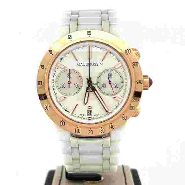 Mauboussin
                           
                                 LIFE FOR EVER 42MM 18KT Yellow Gold Bezel backcase White Dial Ceramic Bracelet