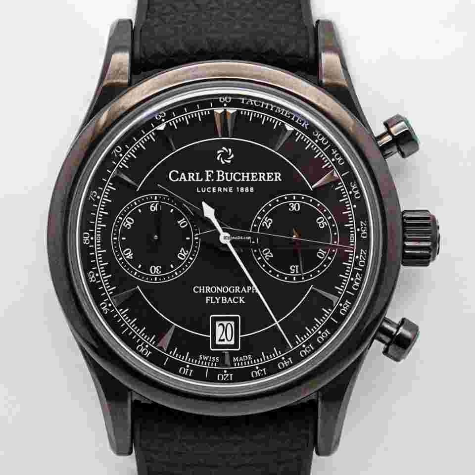 Carl F. Bucherer Manero
Flyback 00.10919 42mm Chrono Auto Black Dial Black Rubber Band Mint B&P