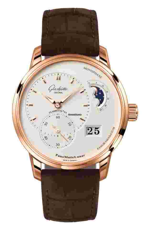 Glashütte Original PanoMaticLunar
40mm Red Gold Brown Alligator Men’s Watch 1-90-02-45-35-62