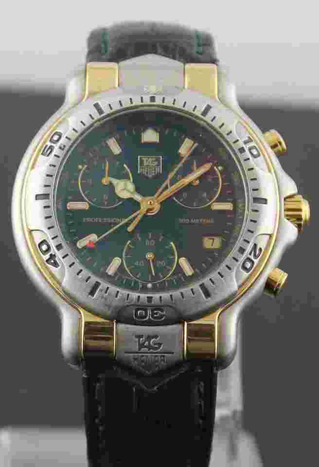 TAG Heuer 6000
Professional CH1151 QUARTZ Chronograph 18K GOLD Men's GREEN Watch