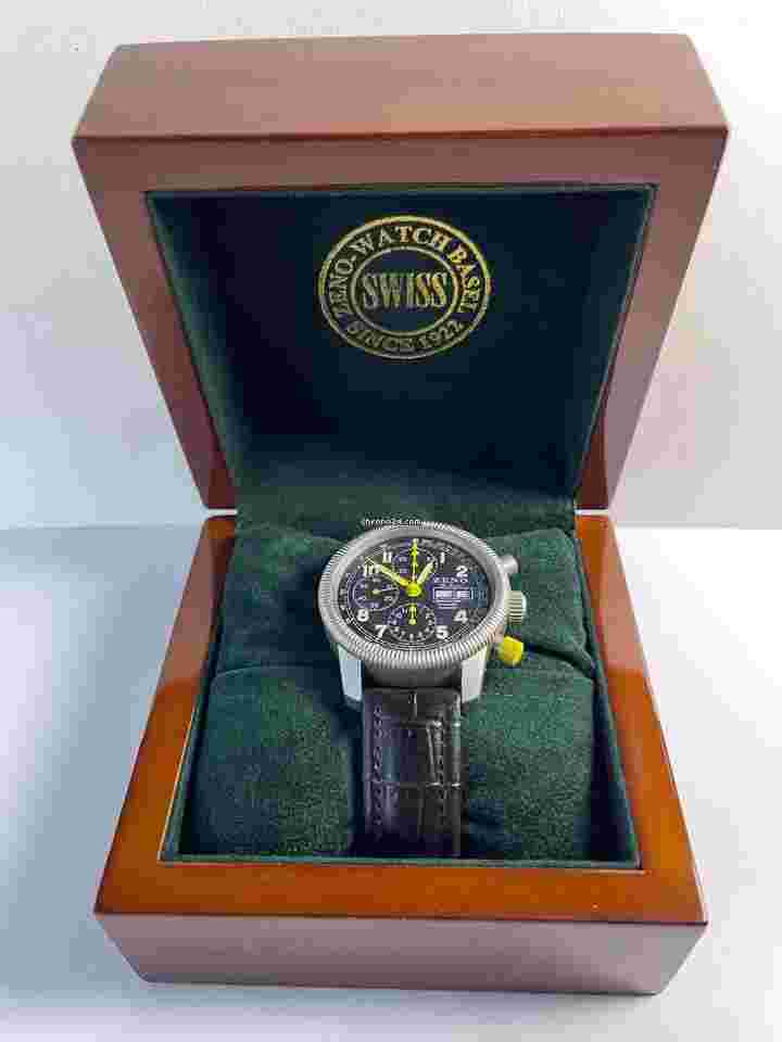 Zeno-Watch Basel
Pilot Chronograph Calendar Automatic De Luxe Day Date Black Dial Display Back Swiss Made