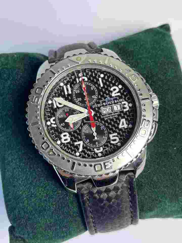 Zeno-Watch Basel
Pilot Automatic Quick Set Day Date Three Registers Textured Black Dial Orig Box Swiss Made