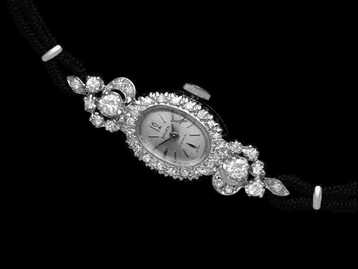 Gruen
                           
                                 1960's Vintage Ladies Cocktail Watch - 14K White Gold & Diamonds
