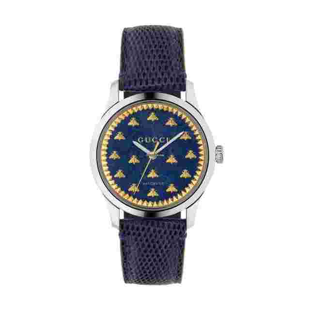 Gucci G-Timeless
                           
                                 Blue Lapiz & Gold Bee Motif Automatic Unisex Watch YA1264122