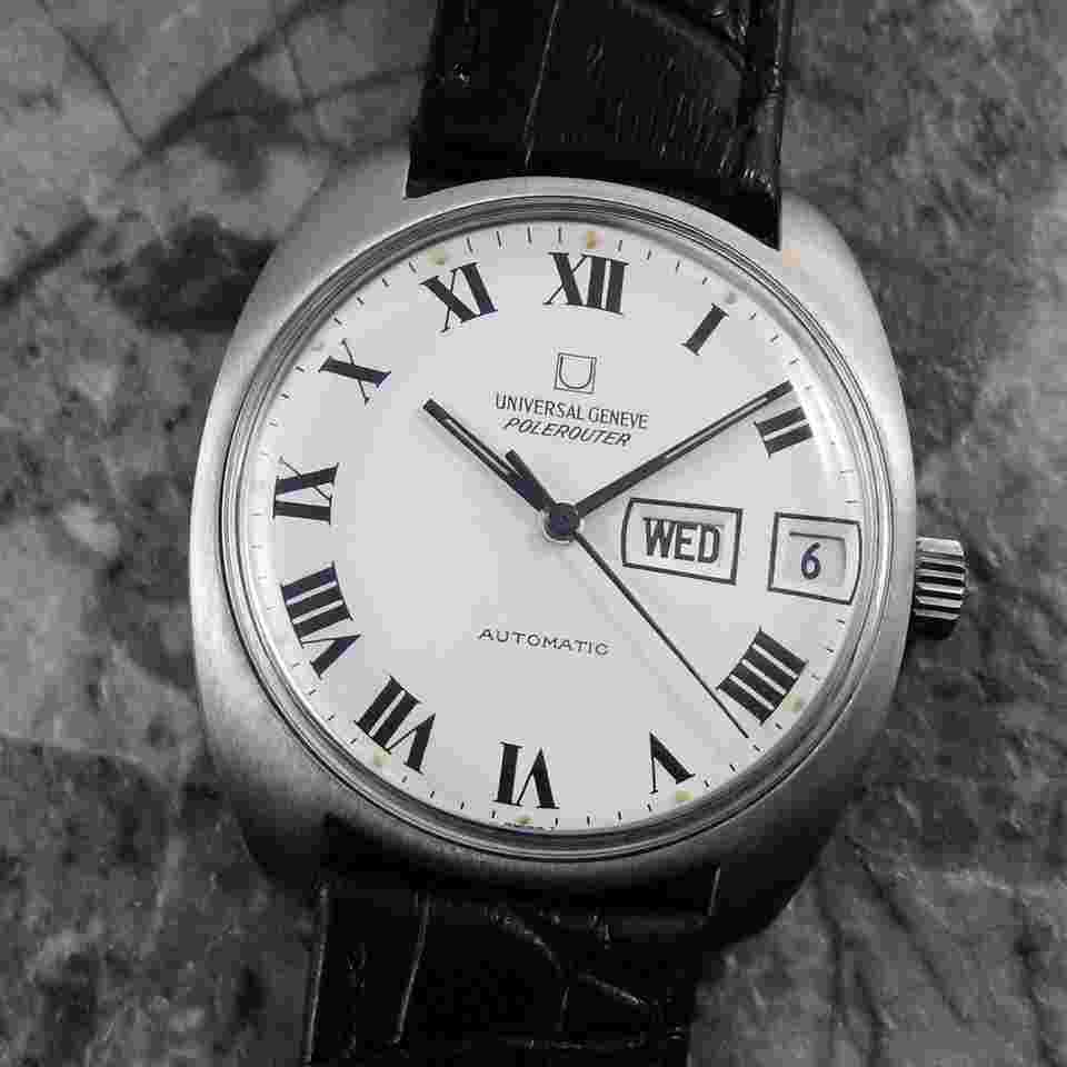 Universal Genève Polerouter
                           
                                 AUTOMATIC white roman index vintage watch Microtor