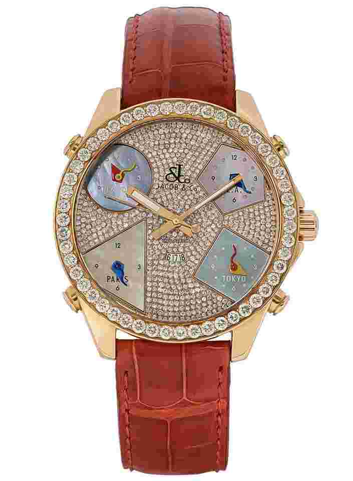 Jacob & Co. Five Time Zone
18K Rose Gold & Diamonds Unisex Watch