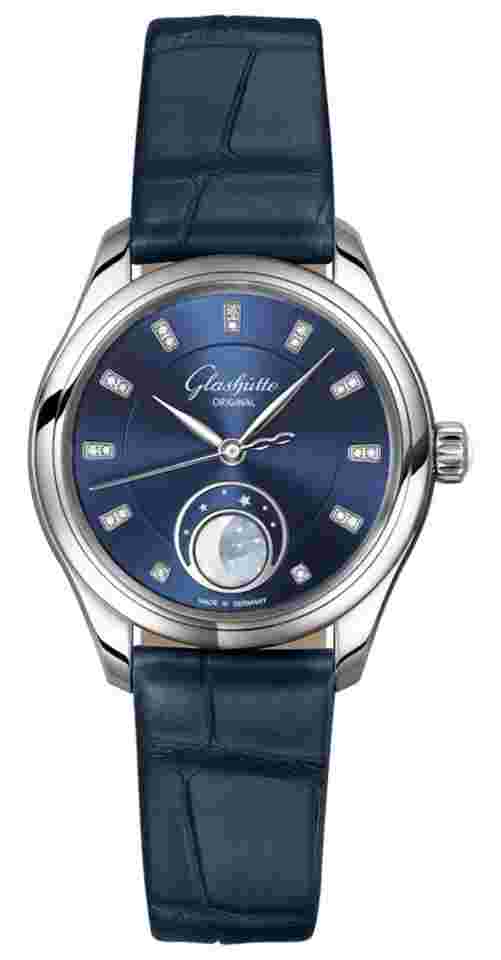 Glashütte Original Lady Serenade
                           
                                 Luna Steel Radiant Blue Alligator Ladies Watch 1-35-14-03-02-04