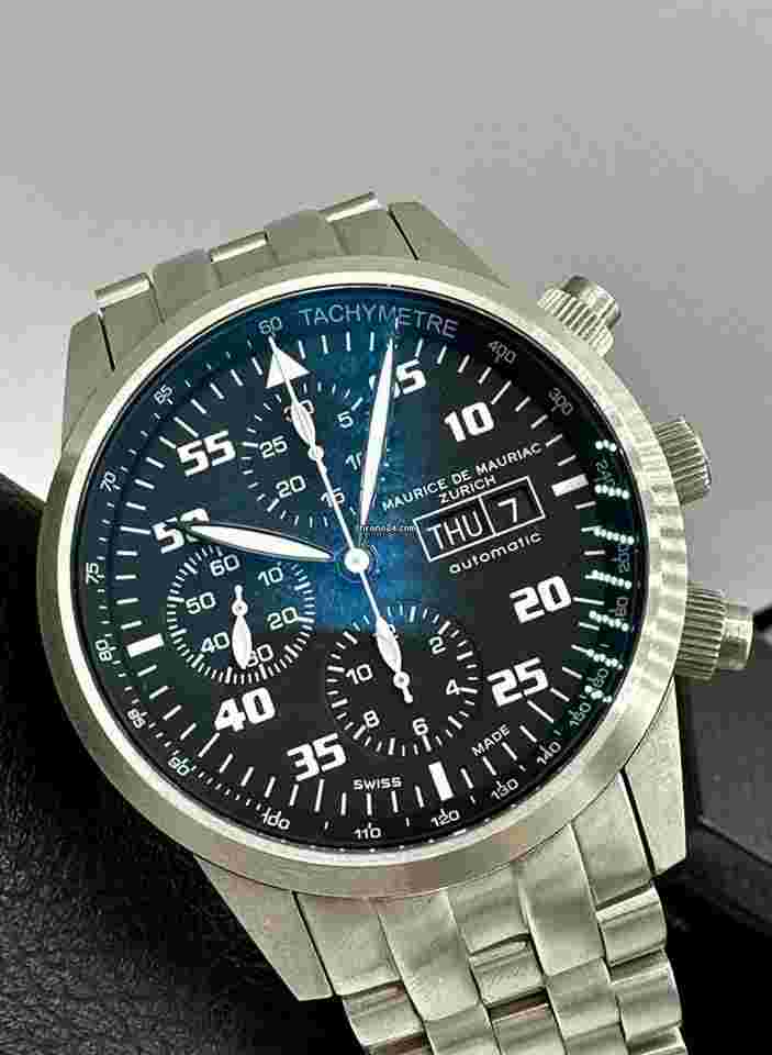 Maurice de Mauriac
                           
                                 Pilot Chronograph BLACK 42mm SWISS AUTOMATIC Day Date