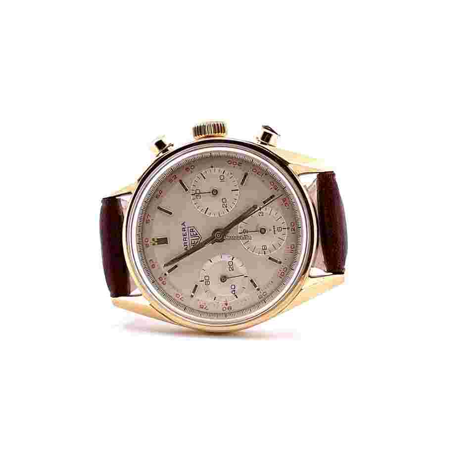 Heuer
                           
                                 Carrera / Heuer 12 / Service 2024 / premium Condition / Full Gold / unworn leather / 1965