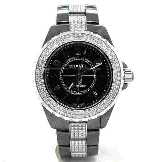 Chanel J12
                           
                                 Automatic 38mm Black Ceramic Diamond Bezel & Links Men's Watch H1339