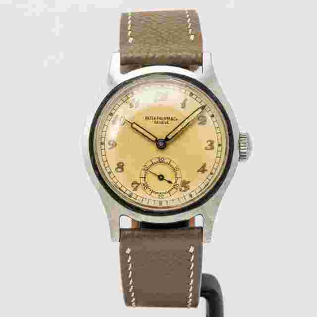 Patek Philippe Calatrava
                           
                                 ref. 565 Vintage 1944 Calatrava with Radium Breguet Numeral Dial Stainless Steel 36mm