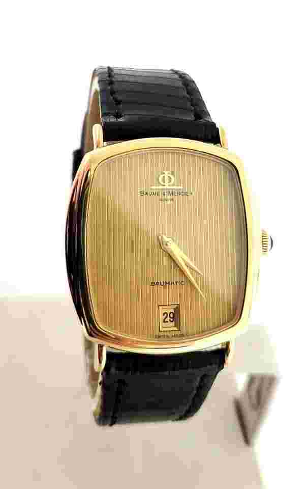 Baume & Mercier
                           
                                 Solid Mens 18k BAUME & MERCIER Baumatic Micro Rotor Watch 1980s Ref 37204 EXLNT