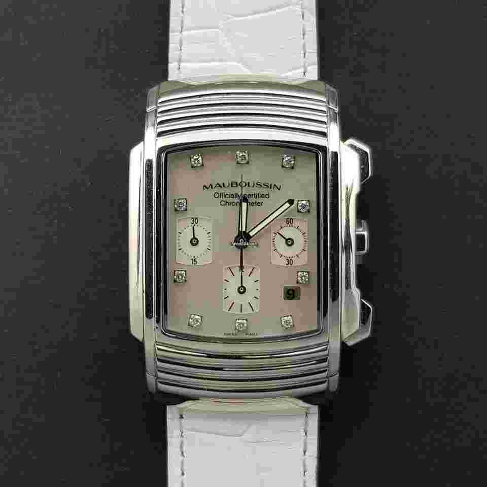 Mauboussin
                           
                                 Fouga Chronograph Men Dial Madreperla and Diamond Very Good condition stahl steel Diam1335