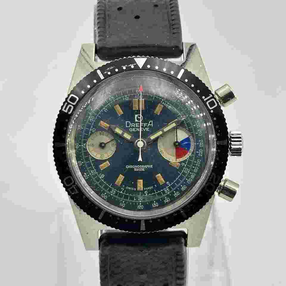 Dreffa Skin Diver Chronographe Swisse Valjoux 7733 steel case 38mm