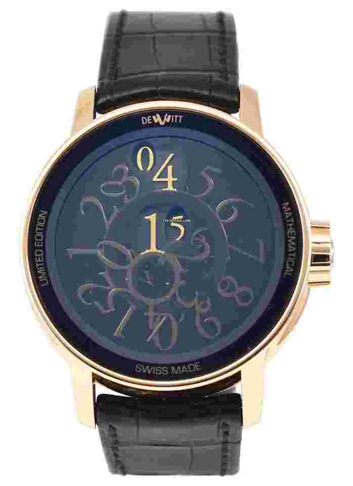 Dewitt Academia
                           
                                 Mathematical in Rose Gold - Limited to 28pcs on Black Crocoddile Leather Strap with Black Dial