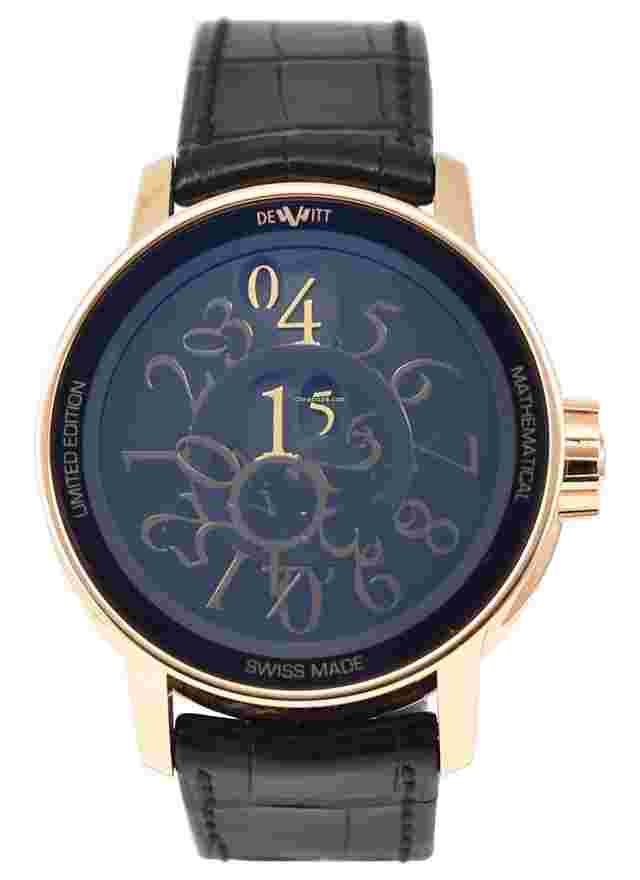Dewitt Academia
                           
                                 Mathematical in Rose Gold - Limited to 28pcs on Black Crocoddile Leather Strap with Black Dial