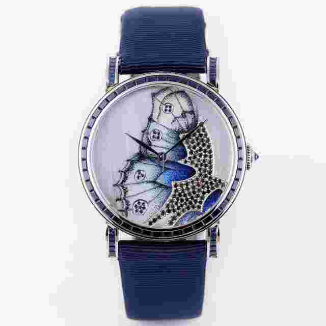 DeLaneau
                           
                                 Rondo 36 Blue Butterfly Wing | REF. RON36123 WG PAP02 | Piece Unique | 18k White Gold | Box and Papers | RRP £85,900