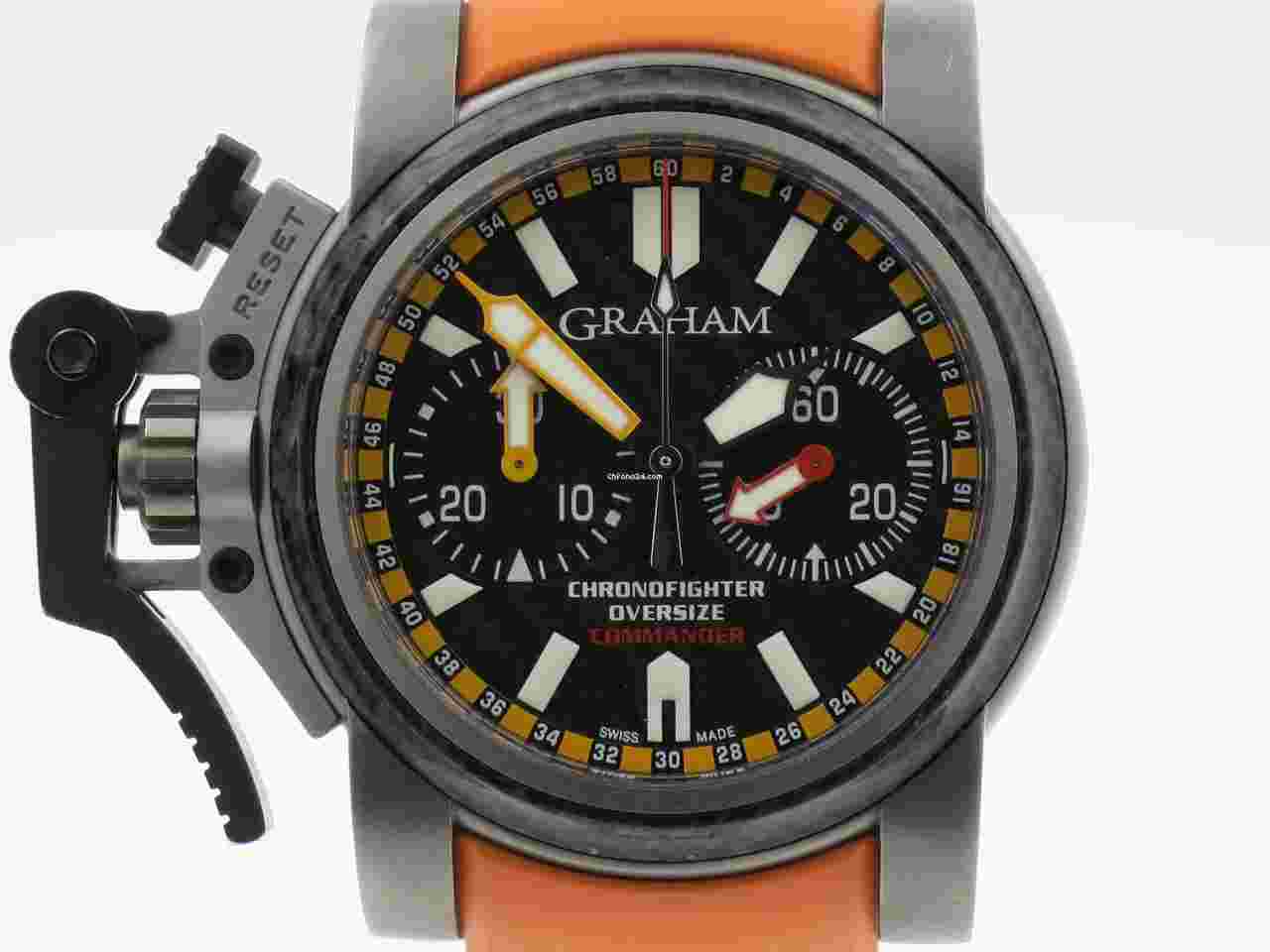 Graham Chronofighter Oversize
Commander" Titanium/carbon 46mm. case/orange strap
