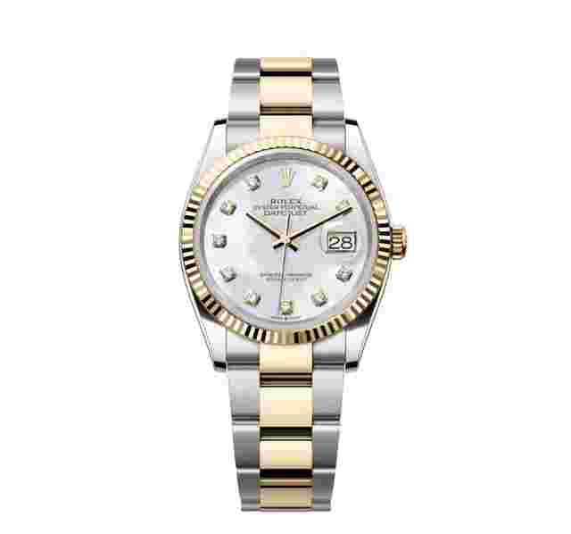 Rolex Datejust 36
                           
                                 NEW 2024 Mother of Pearl Diamond Dial Two Tone Yellow Gold Oyster Fluted