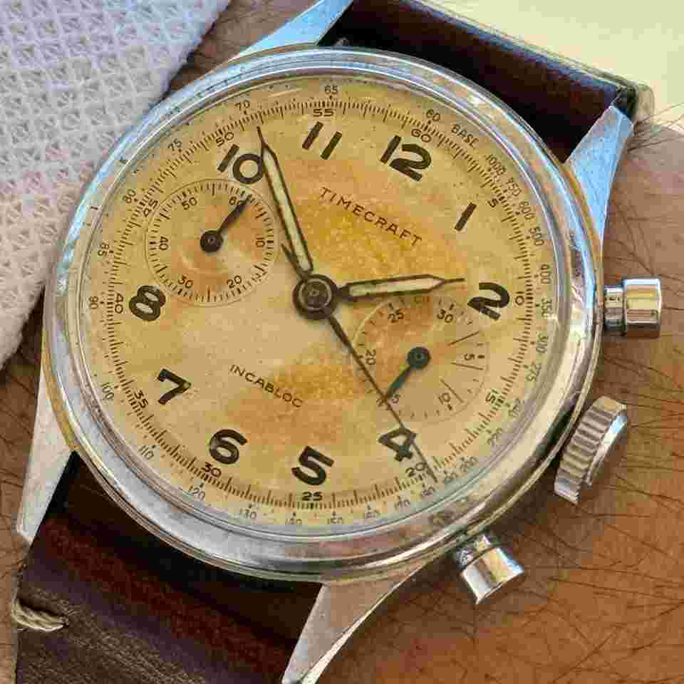 Timecraft Vintage Chronograph Stainless steel Landeron 51 RARE 
