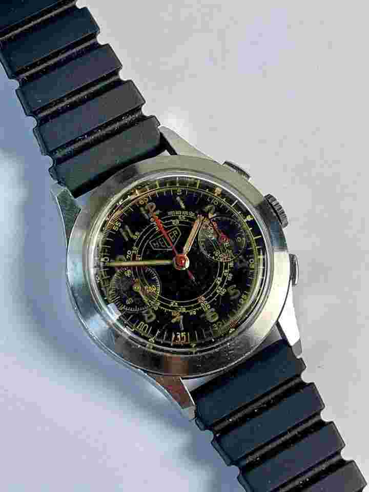 Heuer
                           
                                 Ed.Heuer Chronograph Military Aviation Pilot WWII Valjoux23 Black Dial Swiss Made