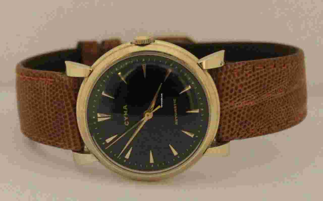 Cyma
Men's Vintage Cyma Automatic 14k Yellow Gold Black Dial Circa 1950s Watch