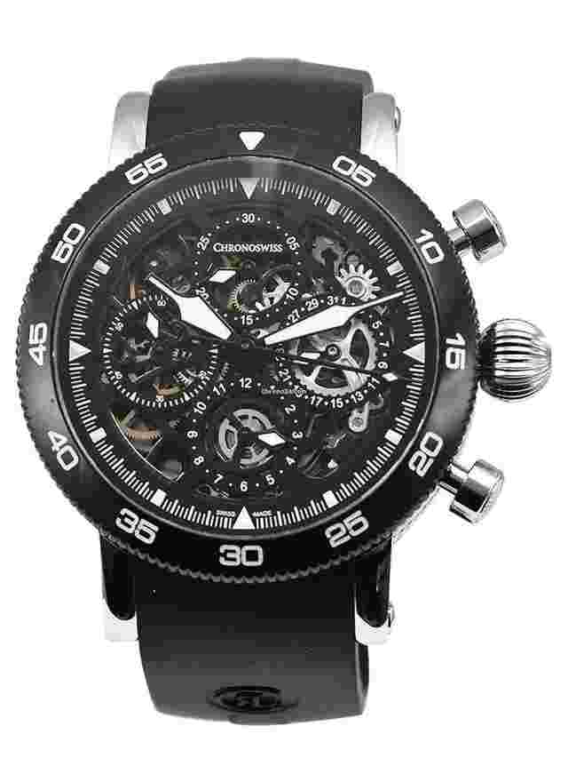 Chronoswiss Timemaster
                           
                                 Chronograph in Steel with Black Bezel on Black Rubber Strap with Skeleton Dial