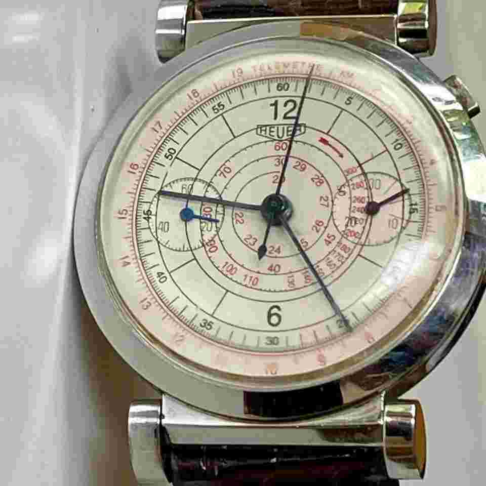 Heuer
                           
                                 One / MonoPusher Chronograph Military Pilot Aviation WWII Stainless Steel Swiss Made