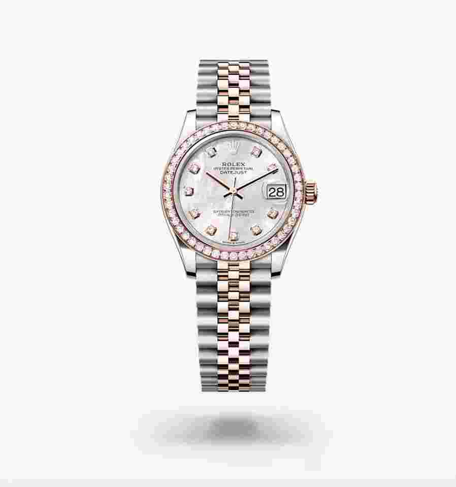 Rolex Datejust 31
                           
                                 NEW 2024 Mother of Pearl Diamond Dial Diamond Bezel Two Tone Rose Gold Jubilee