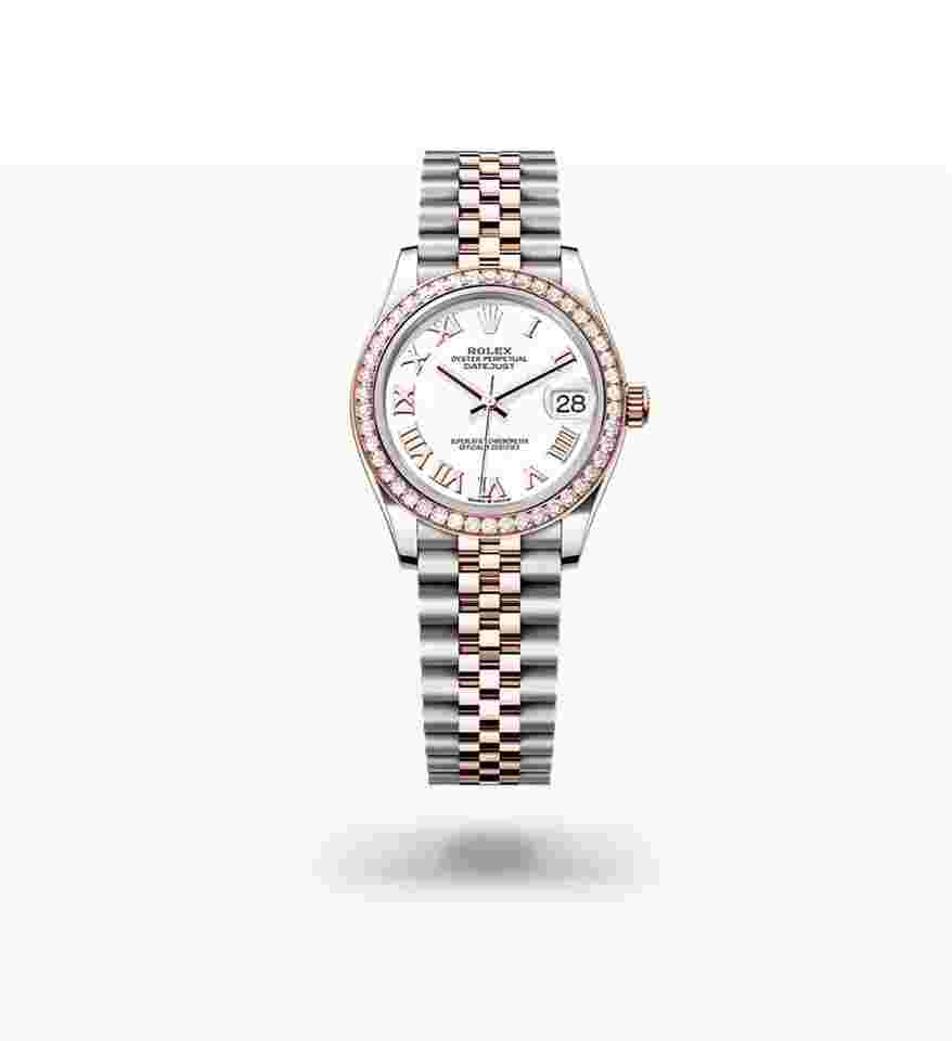 Rolex Datejust 31
                           
                                 NEW 2024 White Roman Dial Diamond Bezel Two Tone Rose Gold Jubilee 28mm
