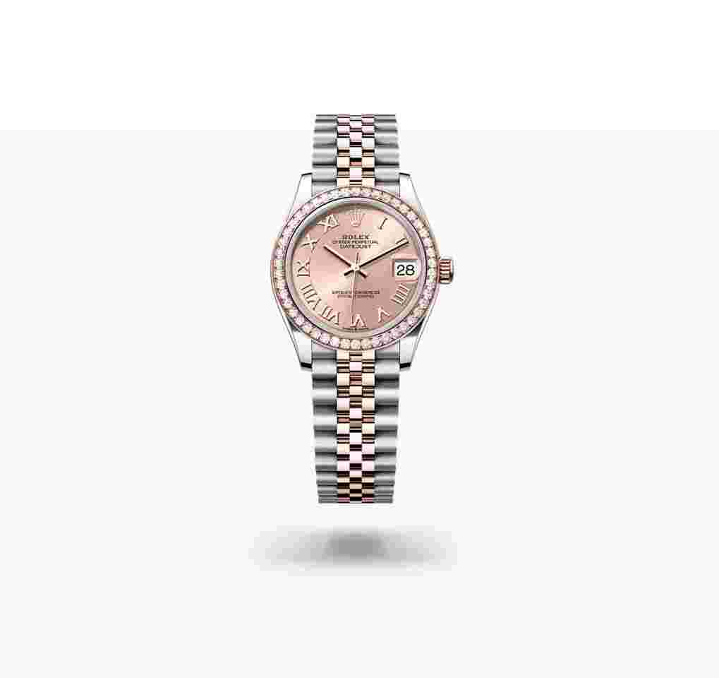 Rolex Datejust 31
                           
                                 NEW 2024 Sundust Pink Roman Dial Diamond Bezel Two Tone Rose Gold Jubilee