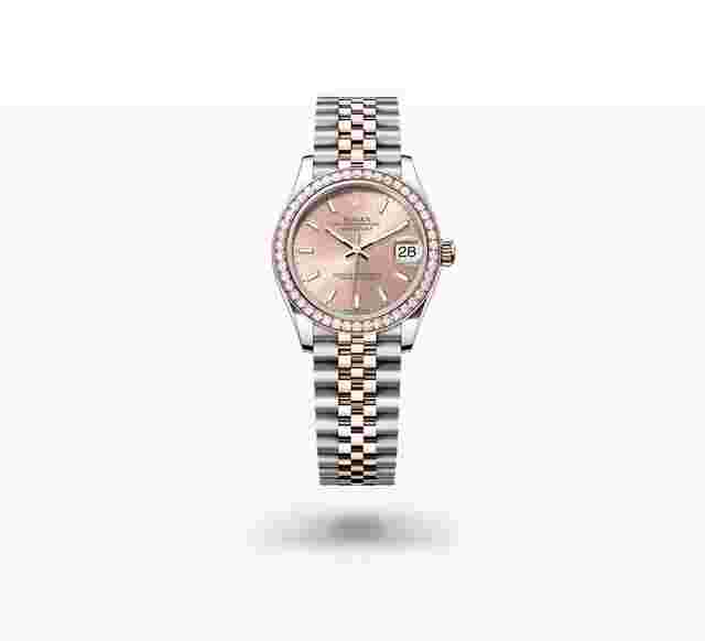 Rolex Datejust 31
                           
                                 NEW 2024 Sundust Pink Index Dial Diamond Bezel Two Tone Rose Gold Jubilee