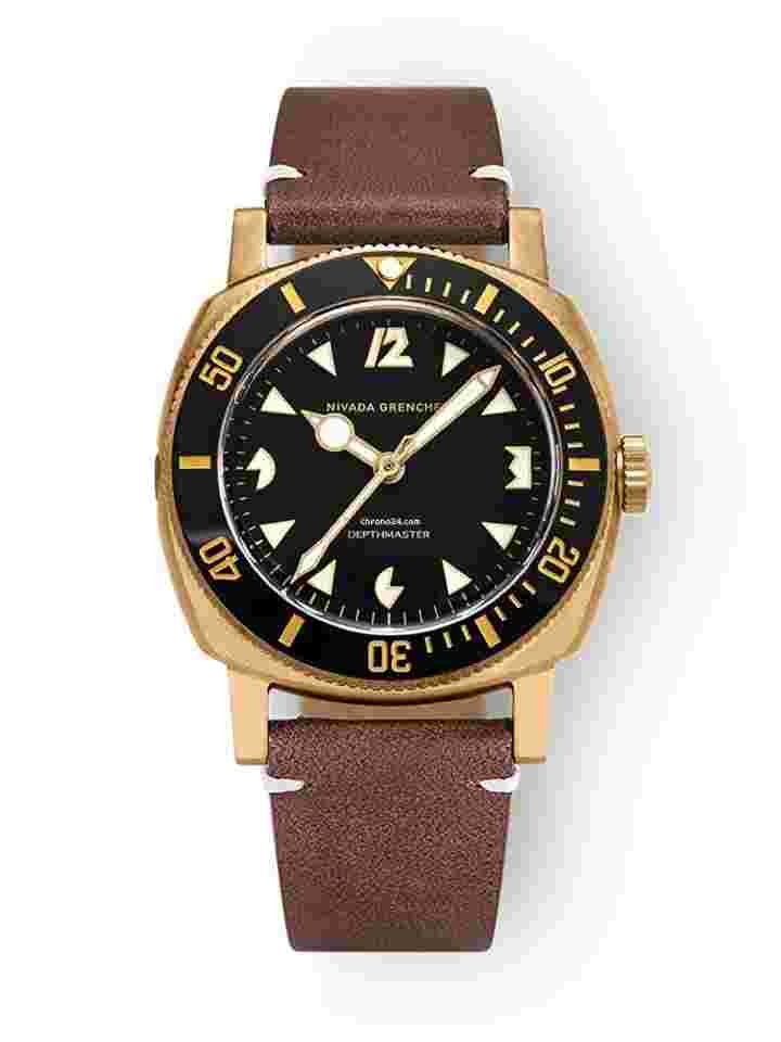 Nivada
                           
                                 IN STOCK - Depthmaster Bronze 14123A - Brown Leather White Stitching - Nivada Grenchen