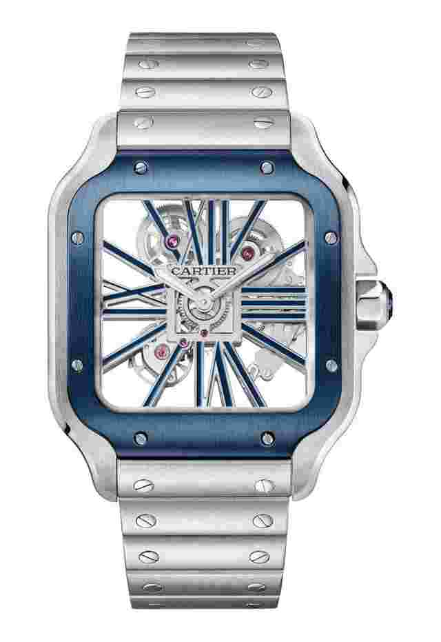 Cartier Santos
                           
                                 de Cartier Large Model Blue Skeleton Steel Men’s Watch WHSA0026