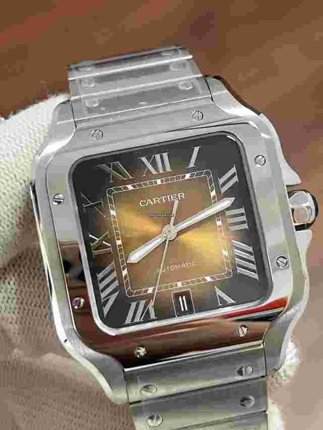 Cartier Santos
                           
                                 2024 New/Unworn Complete set Brown Santos Large Tiger eye Stunner